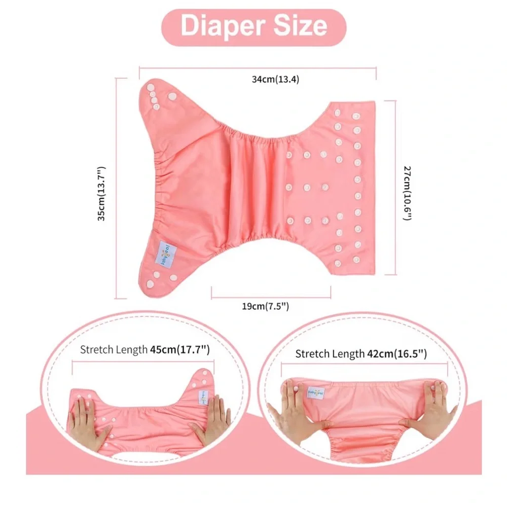 babygoal Cloth Diapers 6 Pack+6pcs Rayon from Bamboo Inserts+Wet Bag,toddler